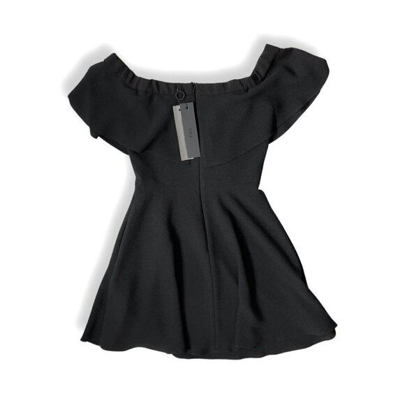 Black Halo black Ruffle collar midi black dress size 2 - Picture 3 of 7